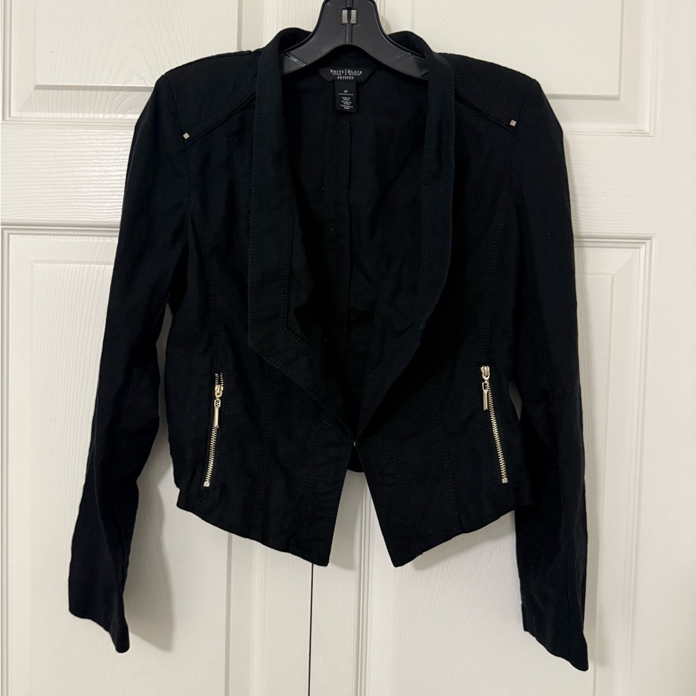 LAST CHANCE White House Black Market Black Blazer Jacket with Gold Accents